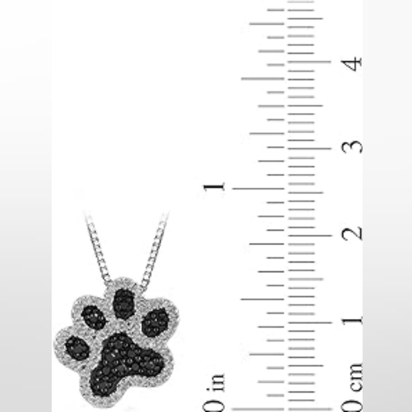 RARE 😻KAY JEWELERS😻 ANIMAL PAW PENDANT NECKLACE 925 Silver Black Onyx Diamond - Picture 6 of 7